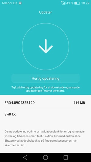Hvis din telefon ikke er opdateret, vælg Hurtig opdatering