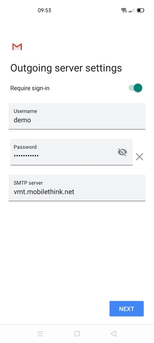 Enter  Outgoing server address