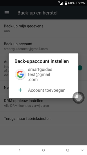 Selecteer uw back-up-account