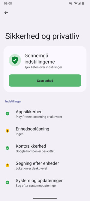 Vælg Enhedsoplåsning
