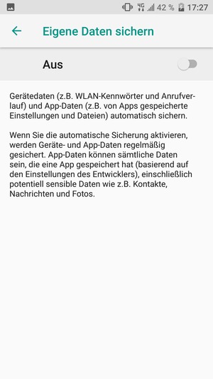 Schalten Sie Eigene Daten sichern ein