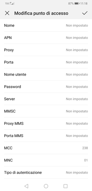 Inserisci informazioni MMS