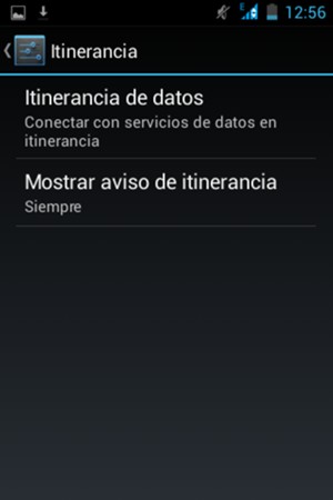 Seleccione Itinerancia de datos