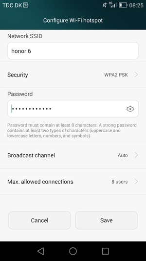 Enter a password of at least 8 characters and select Save