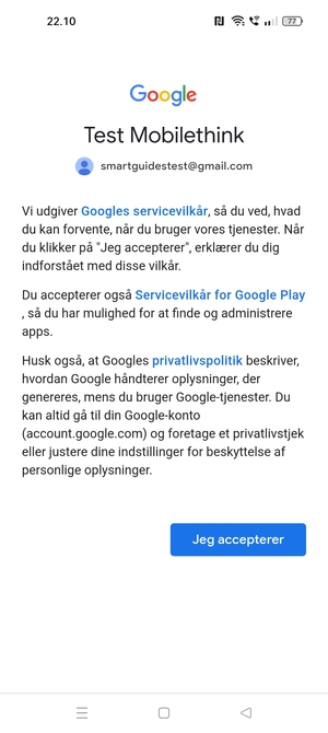 Vælg Jeg accepterer