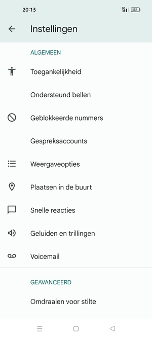 Scroll naar en selecteer Voicemail