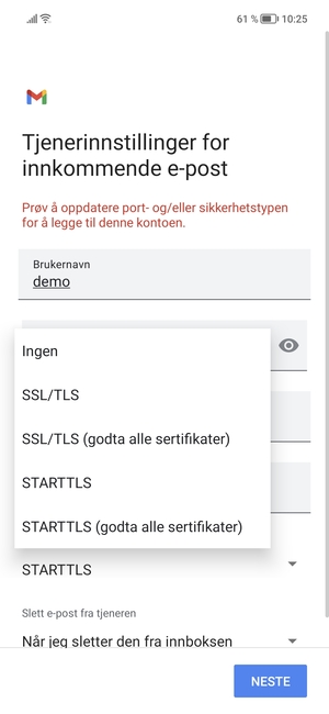 Velg Ingen og NESTE