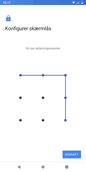 Tegn oplåsningsmønsteret igen og vælg BEKRÆFT