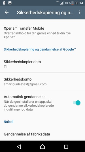 Vælg Sikkerhedskonto