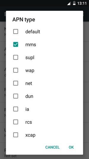 Check the mms checkbox and select OK