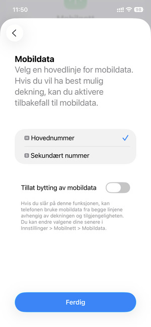 Velg ønsket alternativ og velg Ferdig