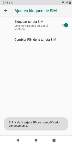 Su PIN de la tarjeta SIM ha sido cambiado