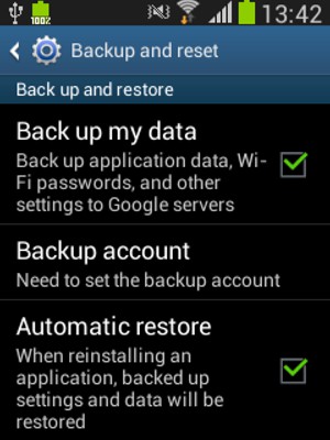 Select Backup account