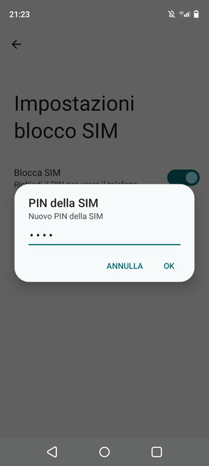 Inserisci Nuovo PIN della SIM e seleziona OK