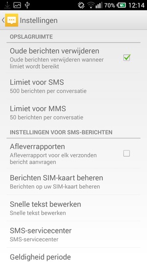 Selecteer SMS-servicecenter