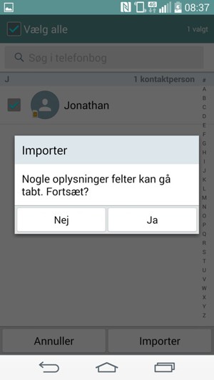 Vælg Ja