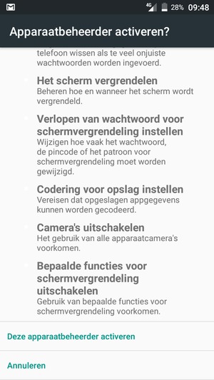 Scroll naar en selecteer Deze apparaatbeheerder activeren
