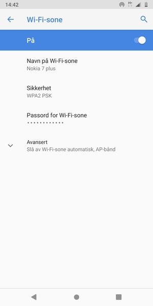 Telefonen din er konfigurert for bruk som et modem