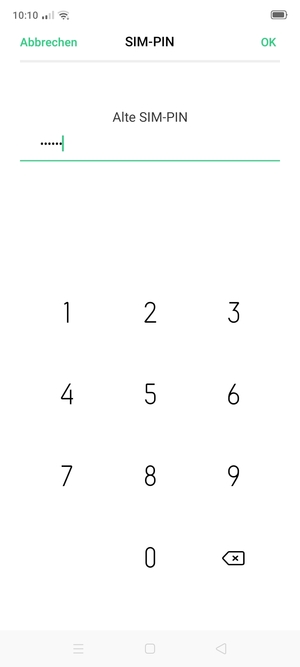 Geben Sie Alte PIN der SIM-Karte ein und wählen Sie OK