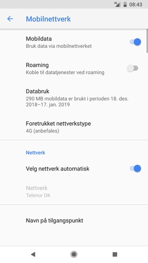 Slå av Velg nettverk automatisk