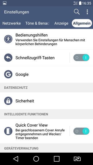 Scrollen Sie und wählen Sie Sicherheit