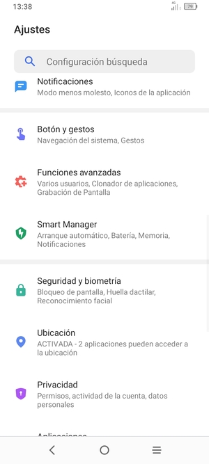 Desplácese y seleccione Seguridad y biometría