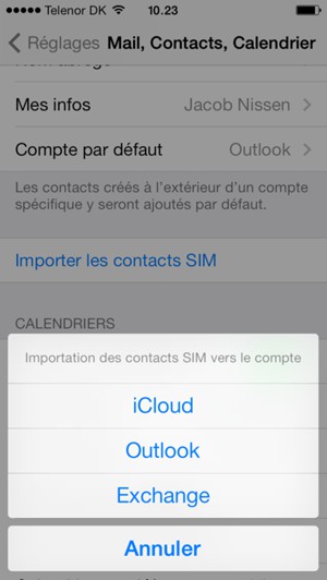 Sélectionnez iCloud