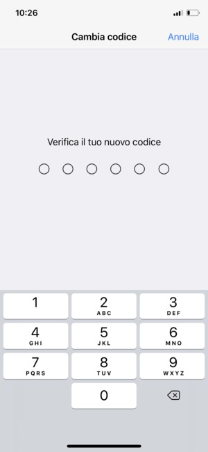 Reinserisci il tuo nuovo codice di accesso