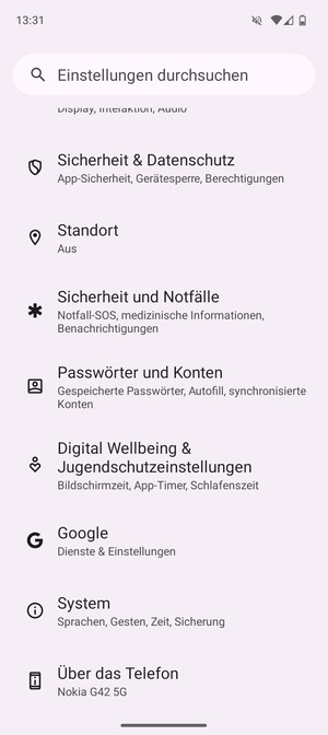Scrollen Sie und wählen Sie Passwörter und Konten