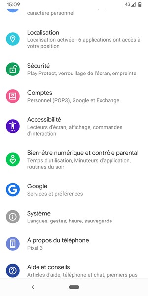 Faites défiler et sélectionnez Système