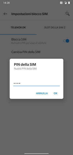 Inserisci Nuovo PIN della SIM e seleziona OK