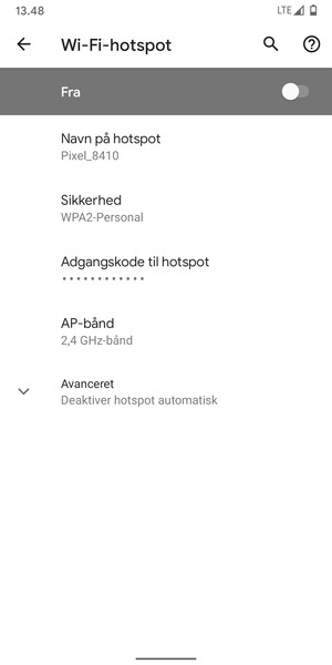 Vælg Adgangskode til hotspot