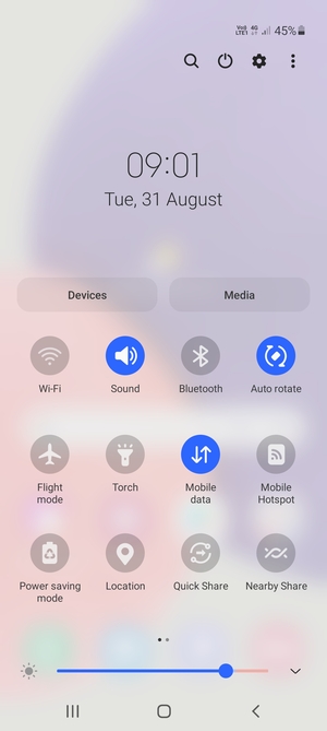 Select the v button
