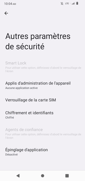 Sélectionnez Verrouillage de la carte SIM