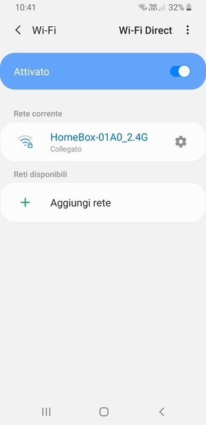 Ora sei connesso alla rete Wi-Fi
