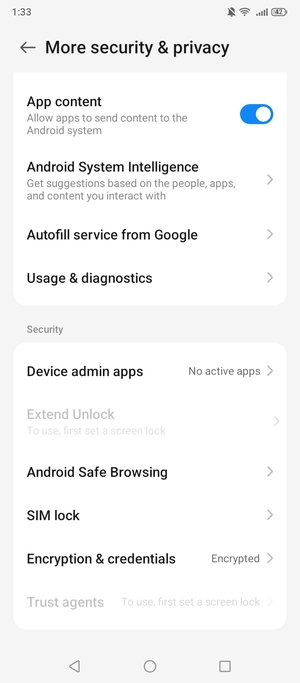 Scroll to and select SIM lock