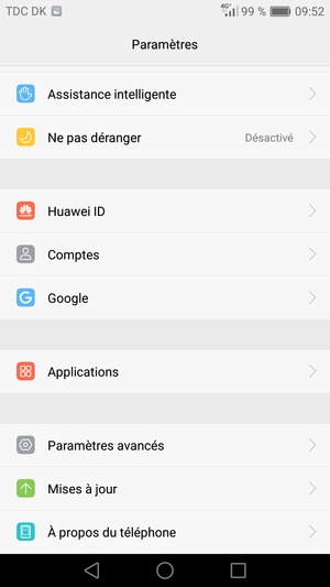 Faites défiler et sélectionnez Paramètres avancés