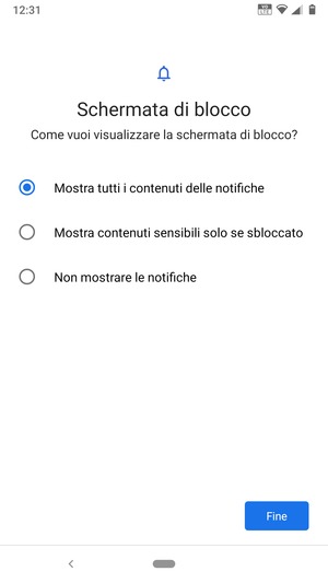Seleziona la tua opzione preferita e poi Fine
