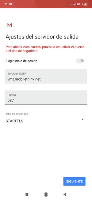 Seleccione Tipo de seguridad