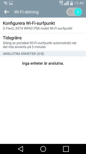 Din telefon har nu ställts in för att kunna användas som ett modem.