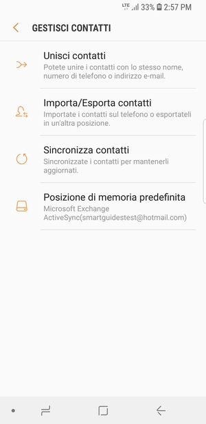 Seleziona Importa/Esporta contatti