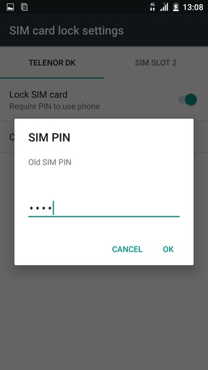 Enter your Old SIM PIN and select OK