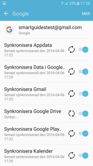 Din information kommer att synkroniseras