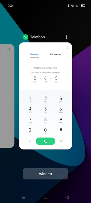 Selecteer wissen om alle actieve apps te sluiten