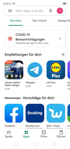 Wählen Sie die Suchleiste