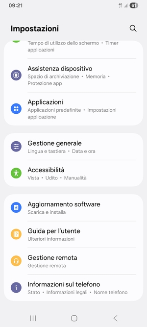 Scorri e seleziona Aggiornamento software