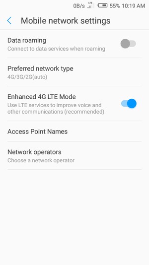 Select Preferred network type