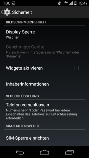 Wählen Sie Display-Sperre