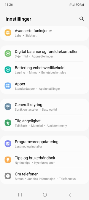 Bla til og velg Programvareoppdatering