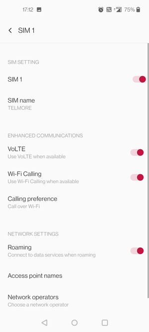Turn Roaming on or off